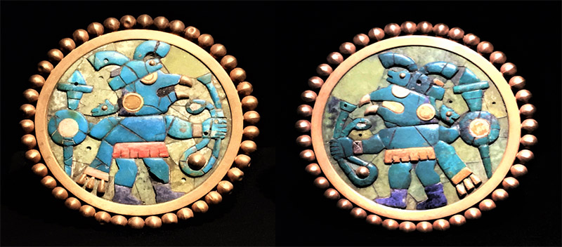 Moche Gold and Turquoise Earspools – Museo Rafael Larco Herrera